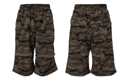 F2CE Washed Camouflage Sweat Shorts | Face 3 Face