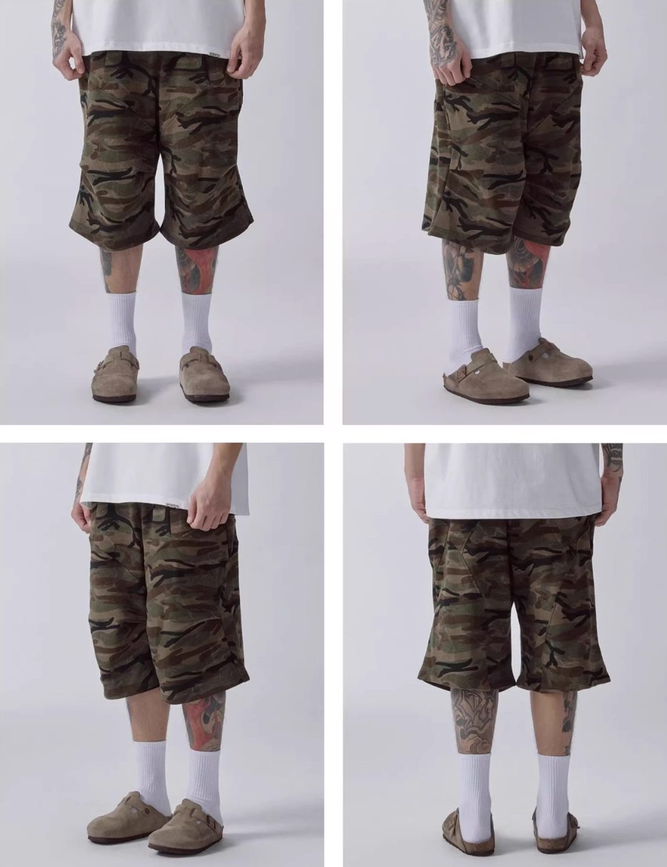 F2CE Washed Camouflage Sweat Shorts | Face 3 Face