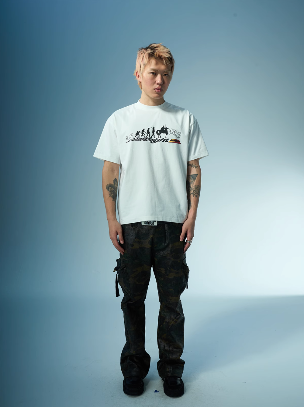 EVILKNIGHT(EK) Devil's Evolution Basic Letter Printed Tee | Face 3 Face