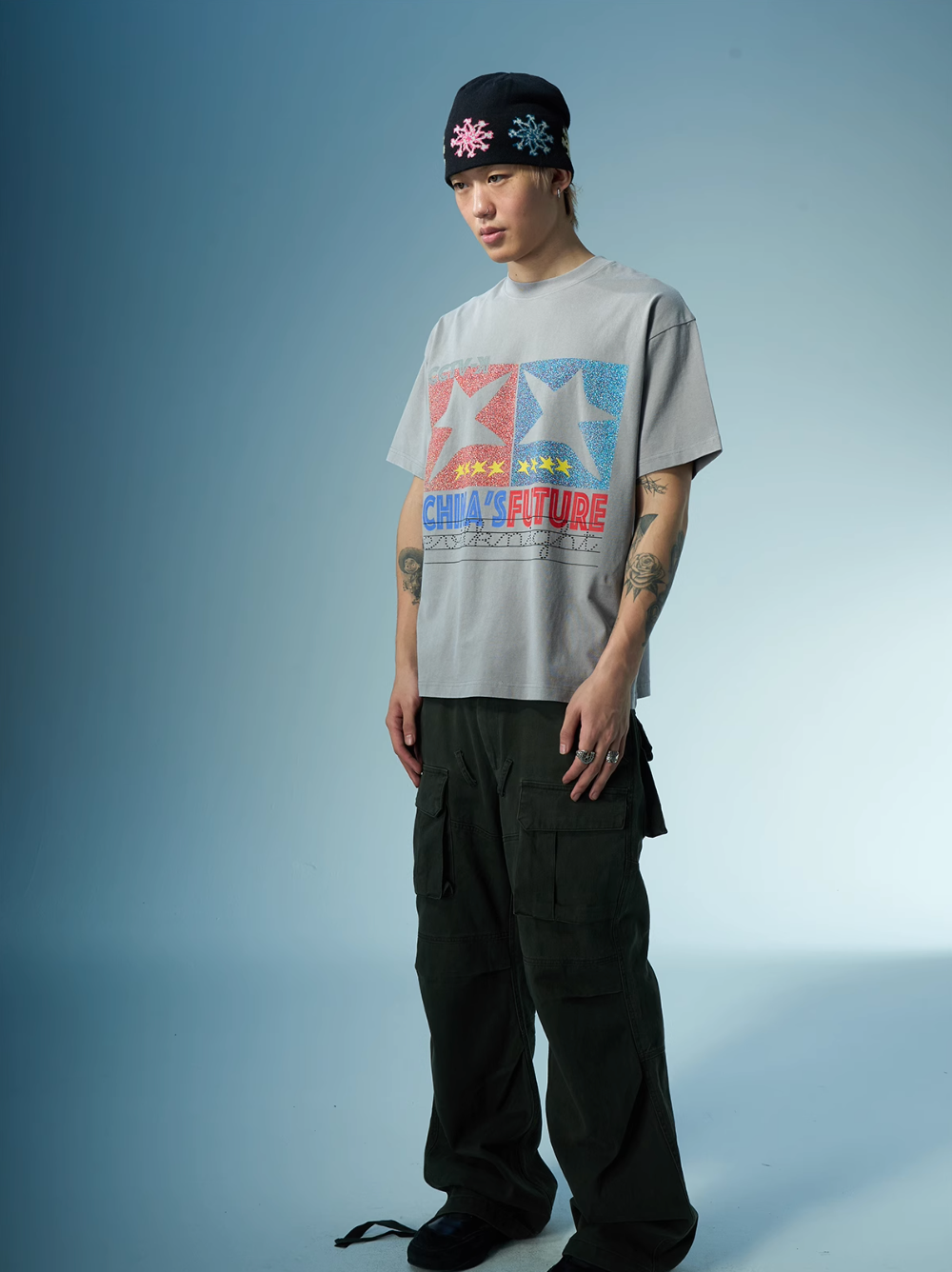 EVILKNIGHT(EK) Star Glitter Print Tee | Face 3 Face