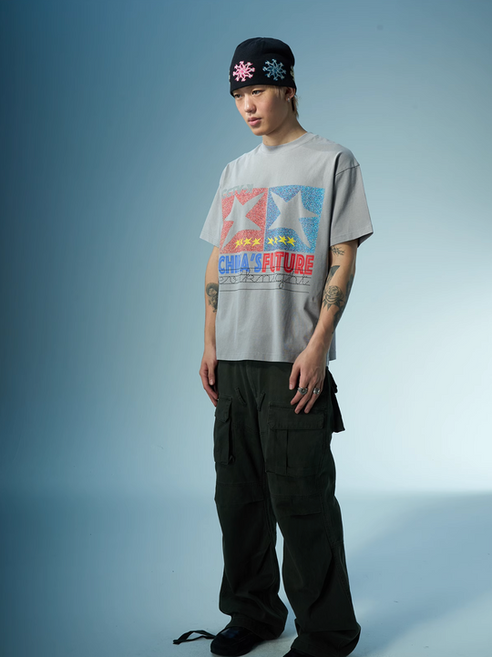 EVILKNIGHT(EK) Star Glitter Print Tee | Face 3 Face