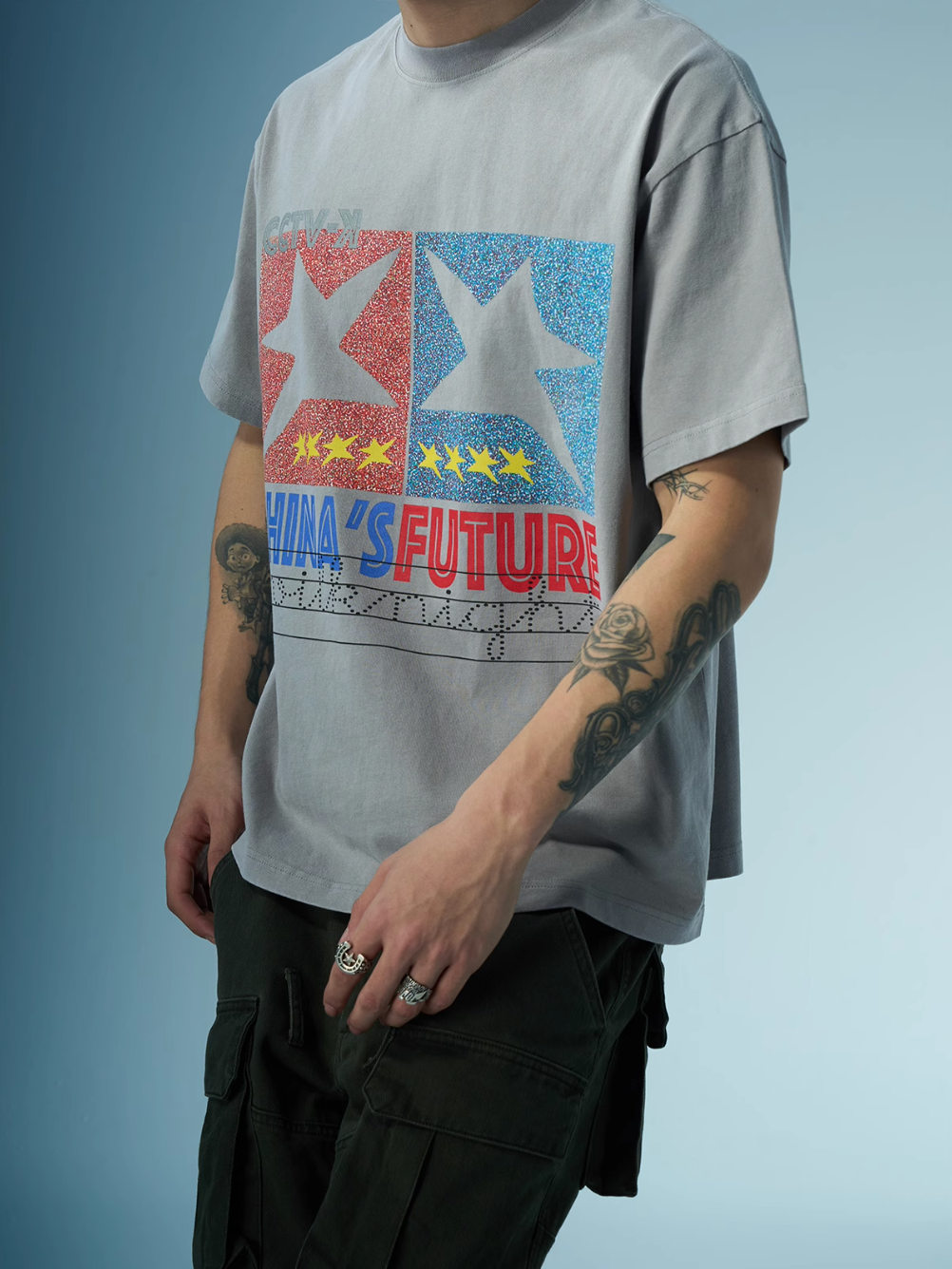 EVILKNIGHT(EK) Star Glitter Print Tee | Face 3 Face