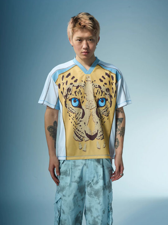 EVILKNIGHT(EK) Leopard Print V-neck Soccer Jersey | Face 3 Face