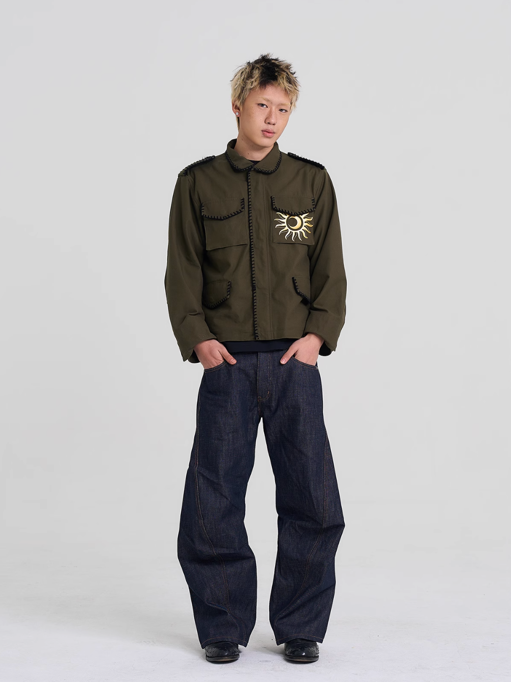 EVILKNIGHT(EK) Glitter Graffiti Stitch Work Jacket | Face 3 Face