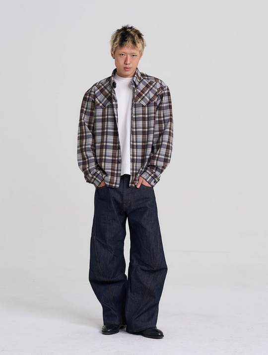 EVILKNIGHT(EK) Plaid Long Sleeve Western Shirt | Face 3 Face