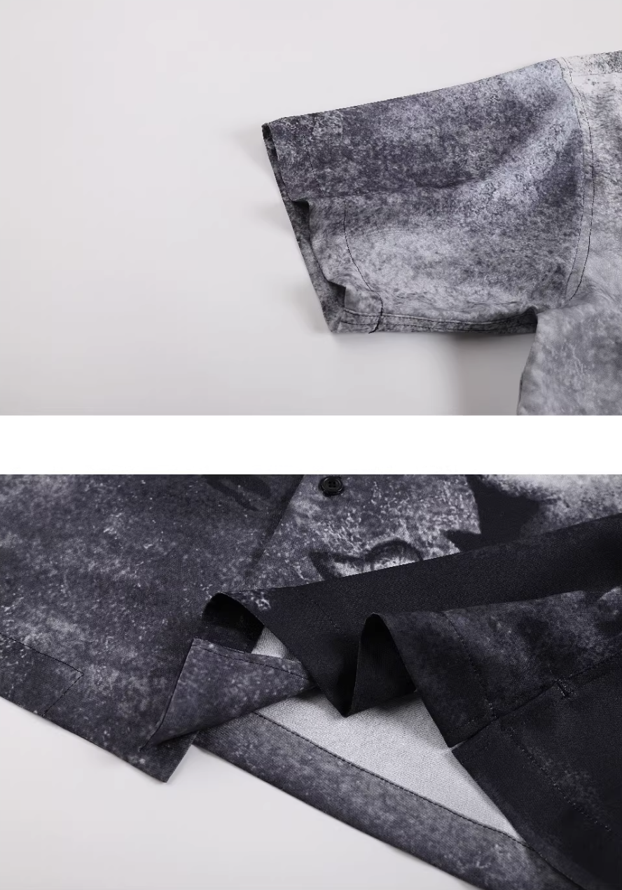 EVILKNIGHT(EK) Full-Print Graffiti Portrait Cuban Shirt | Face 3 Face