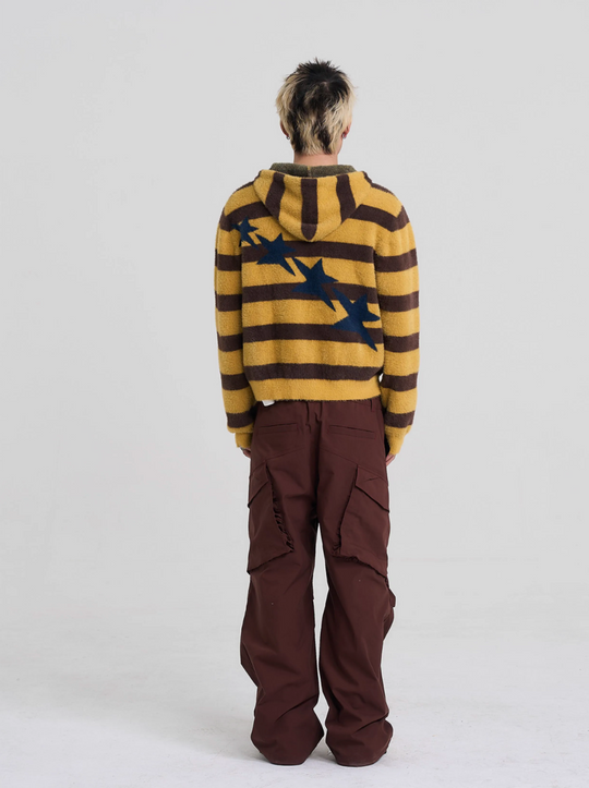 EVILKNIGHT(EK) Striped Star Knit Zip-Up Hoodie | Face 3 Face