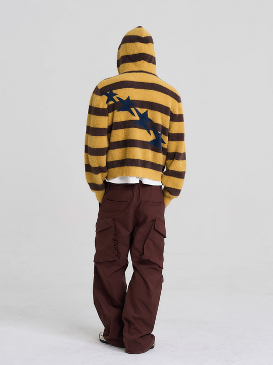 EVILKNIGHT(EK) Striped Star Knit Zip-Up Hoodie | Face 3 Face