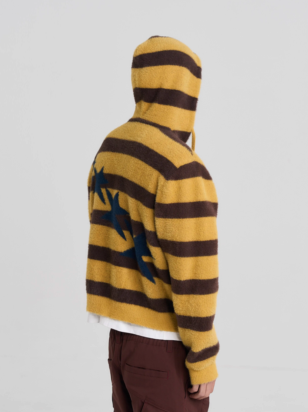 EVILKNIGHT(EK) Striped Star Knit Zip-Up Hoodie | Face 3 Face