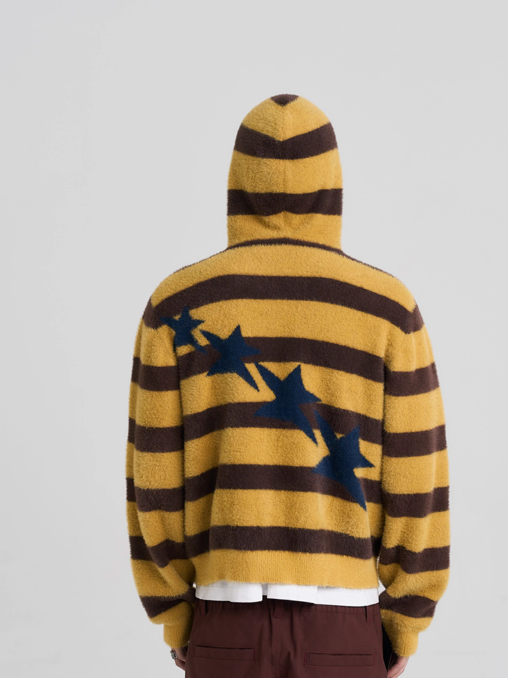 EVILKNIGHT(EK) Striped Star Knit Zip-Up Hoodie | Face 3 Face