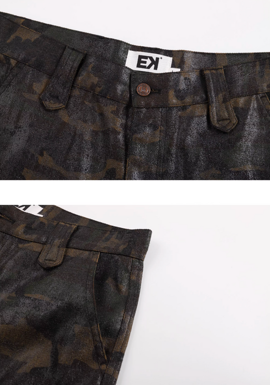 EVILKNIGHT(EK) Waxed Camo 3D Pocket Utility Cargo Pants | Face 3 Face