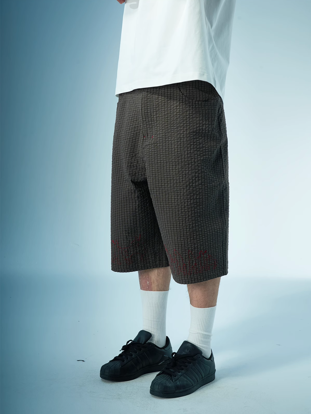 EVILKNIGHT(EK) Plaid Embroidered Shorts | Face 3 Face