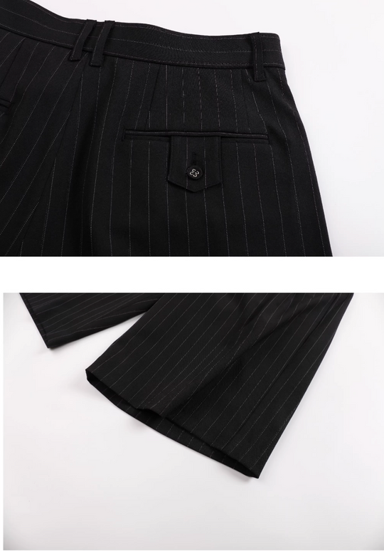 EVILKNIGHT(EK) Dark Pinstripe Suit Shorts | Face 3 Face