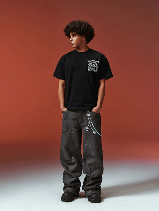 YADcrew Printed Pearl Logo Basic Tee | Face 3 Face