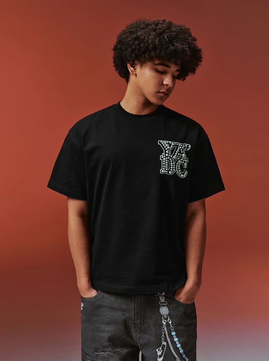 YADcrew Printed Pearl Logo Basic Tee | Face 3 Face