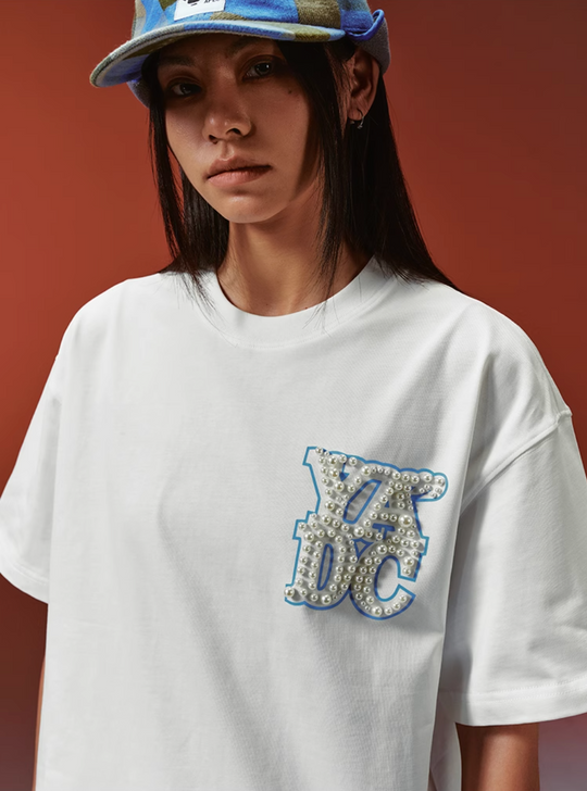 YADcrew Printed Pearl Logo Basic Tee | Face 3 Face