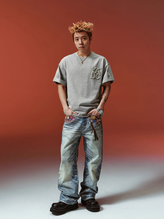 YADcrew Printed Pearl Logo Basic Tee | Face 3 Face