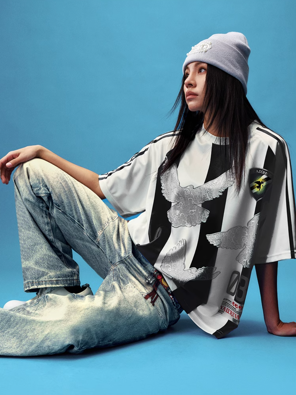 YADcrew Lace Peace Dove Striped Soccer Jersey | Face 3 Face