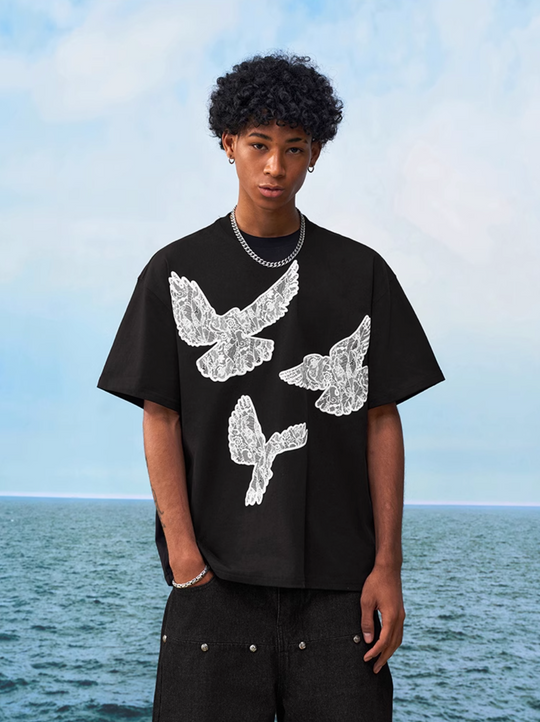 YADcrew Lace Peace Dove Print Tee | Face 3 Face