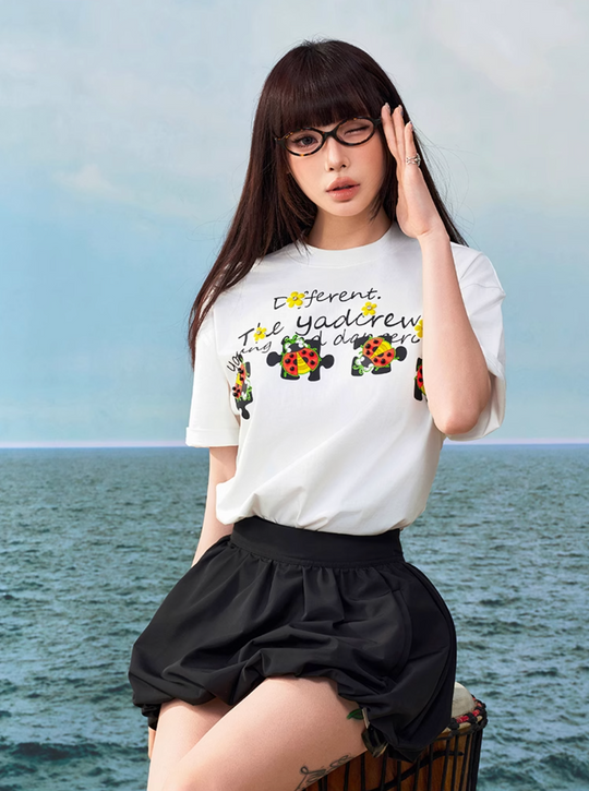 YADcrew Ladybug Black Pearl Puzzle Logo Tee | Face 3 Face