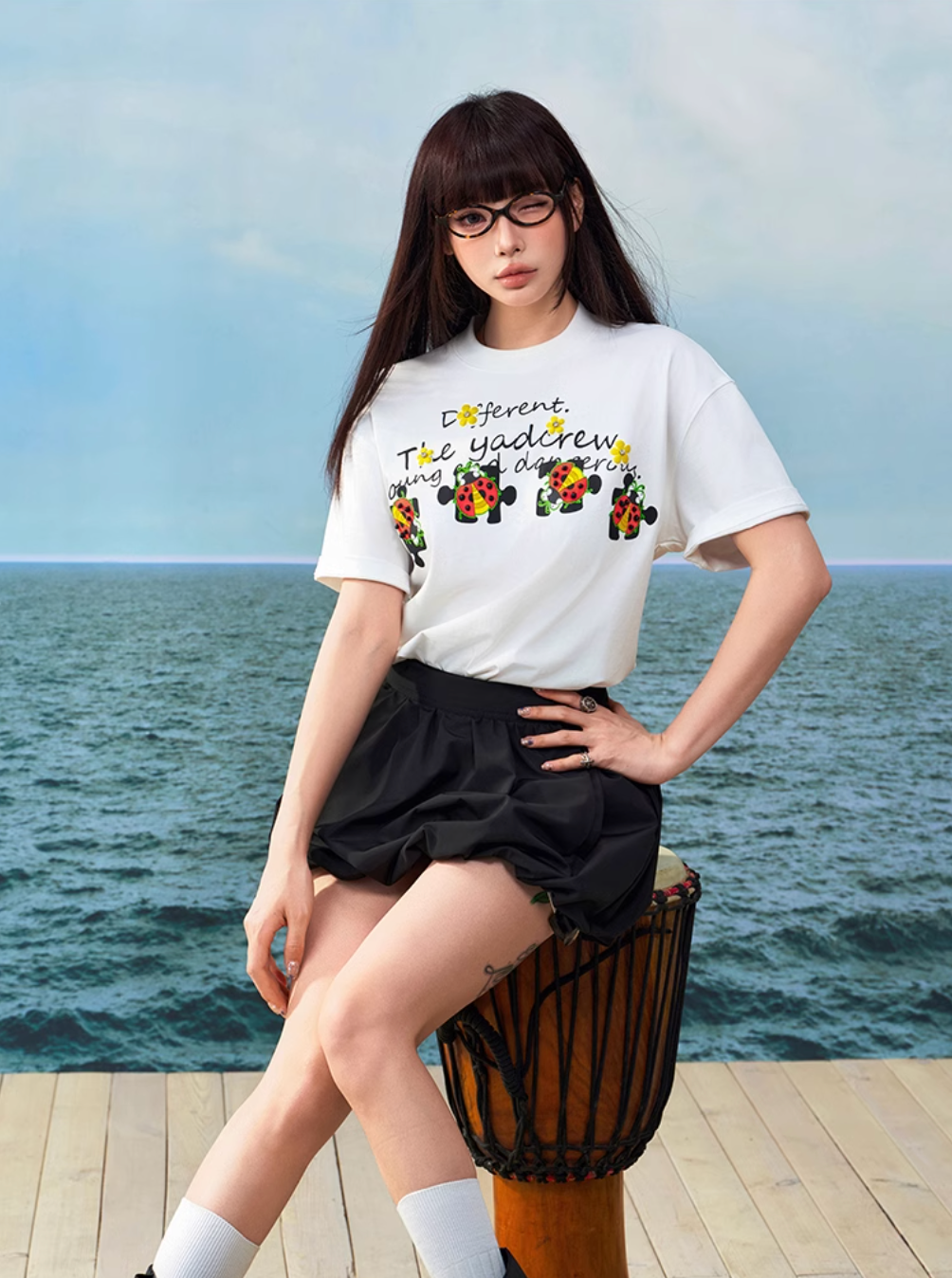 YADcrew Ladybug Black Pearl Puzzle Logo Tee | Face 3 Face