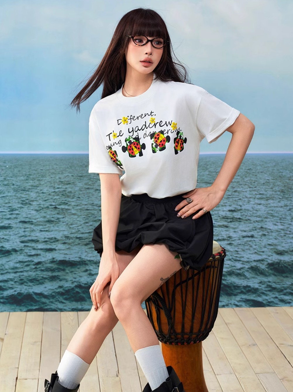 YADcrew Ladybug Black Pearl Puzzle Logo Tee | Face 3 Face