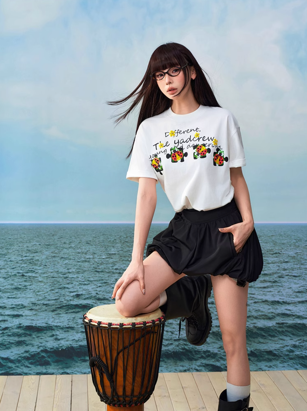 YADcrew Ladybug Black Pearl Puzzle Logo Tee | Face 3 Face