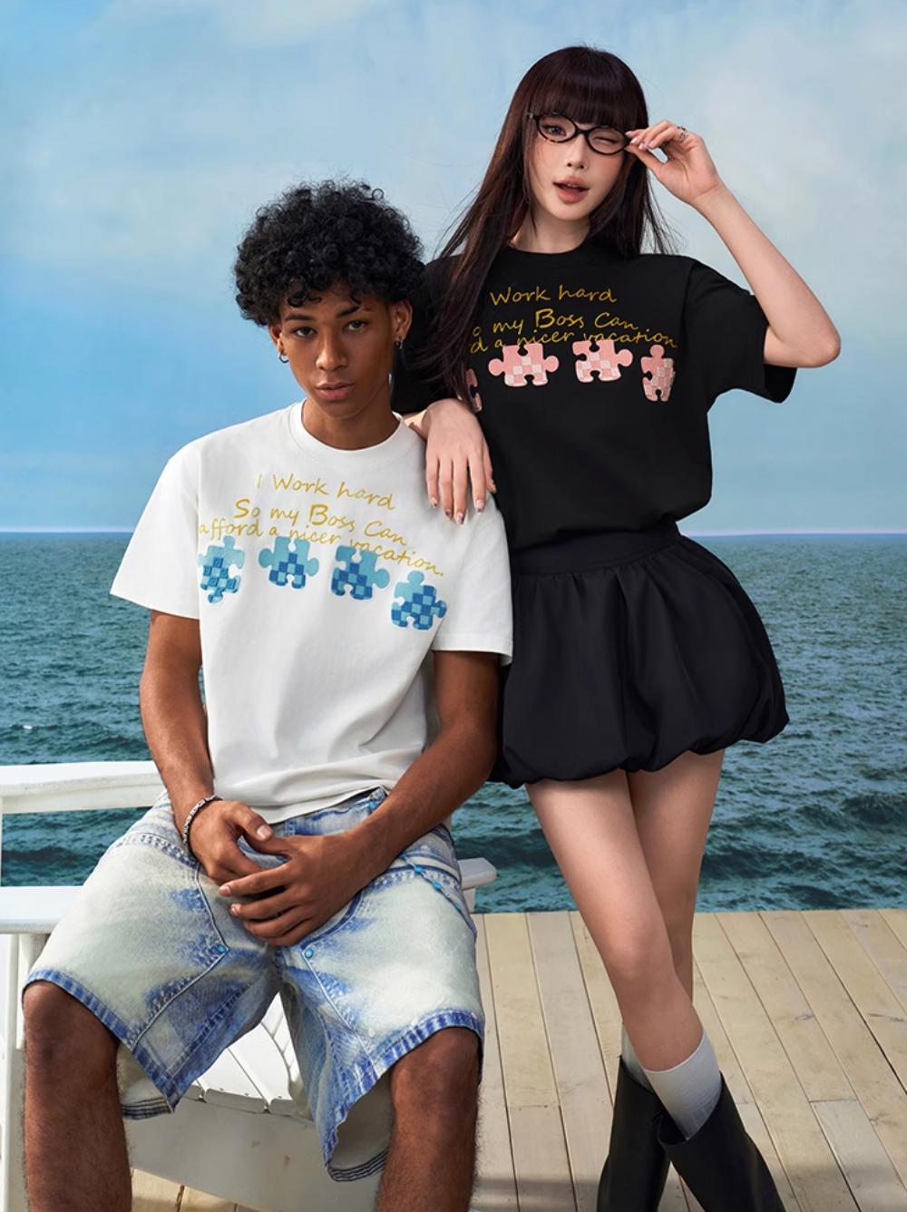 YADcrew Puzzle Checkerboard 3D Embroidered Tee | Face 3 Face