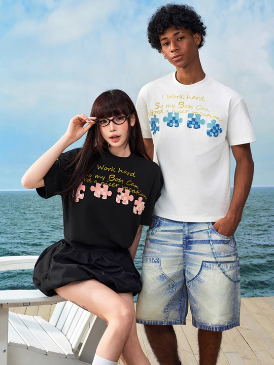 YADcrew Puzzle Checkerboard 3D Embroidered Tee | Face 3 Face