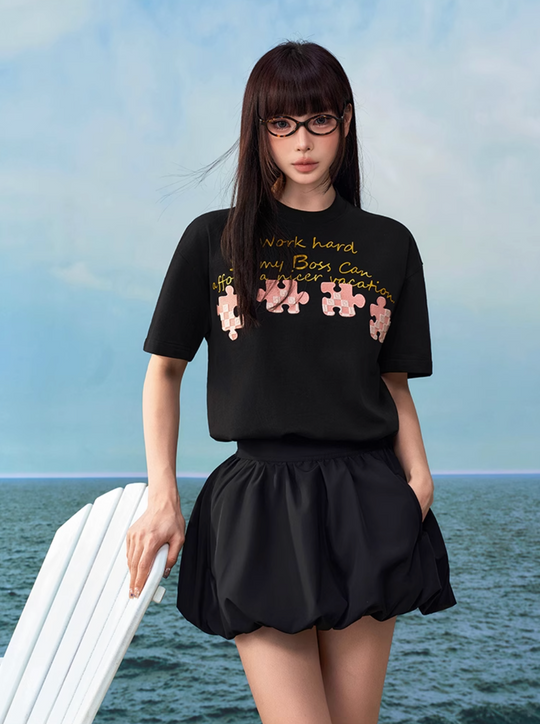 YADcrew Puzzle Checkerboard 3D Embroidered Tee | Face 3 Face