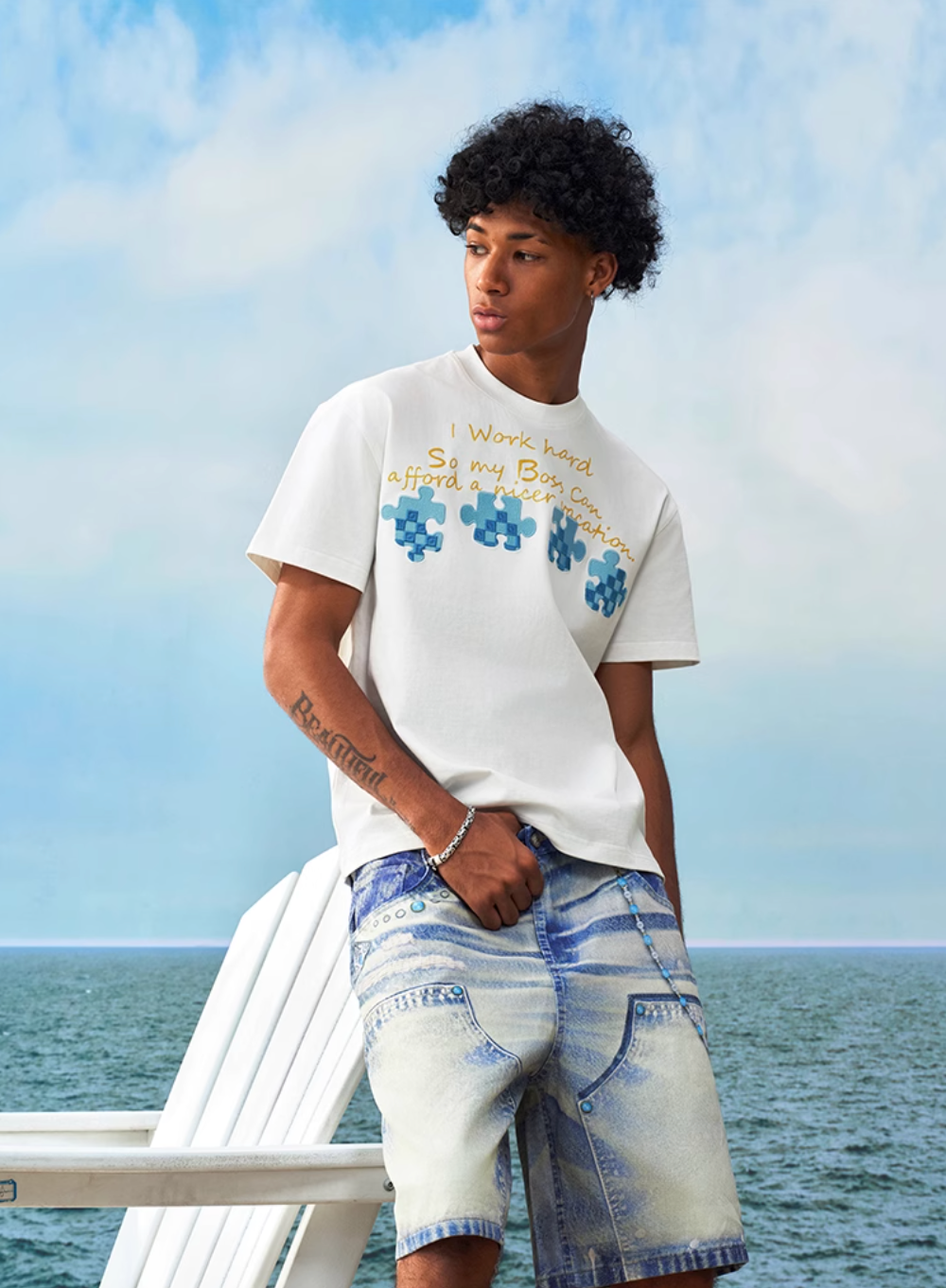 YADcrew Puzzle Checkerboard 3D Embroidered Tee | Face 3 Face