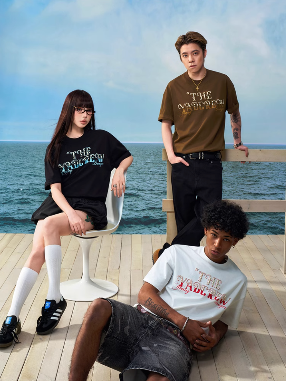 YADcrew Checkerboard Patchwork Pearl Logo Tee | Face 3 Face