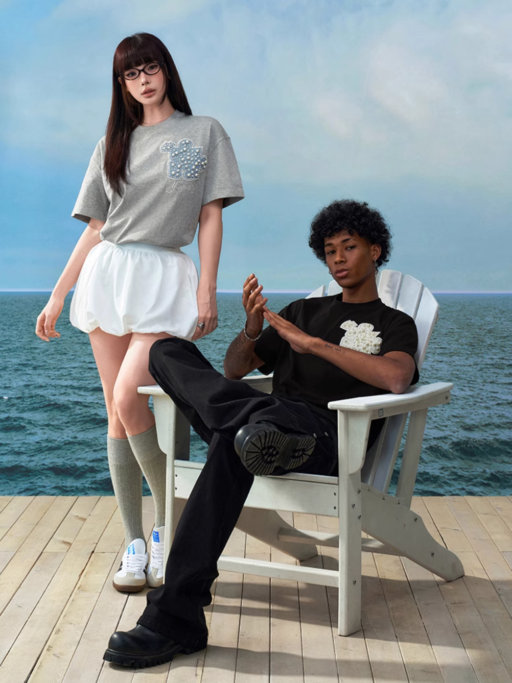 YADcrew Pearl Puzzle Patch Embroidered Tee | Face 3 Face