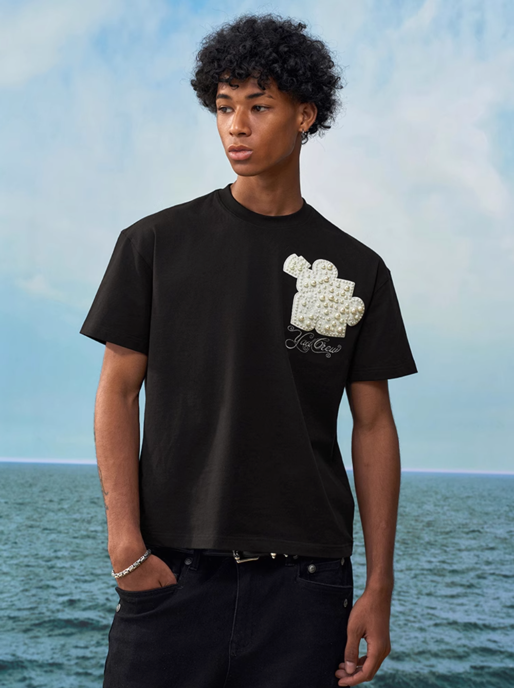 YADcrew Pearl Puzzle Patch Embroidered Tee | Face 3 Face