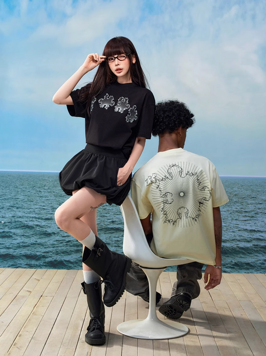 YADcrew Line Puzzle Logo Print Tee | Face 3 Face