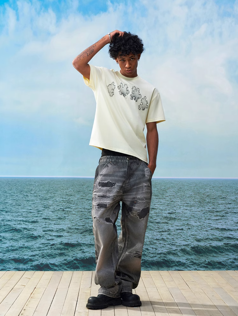 YADcrew Line Puzzle Logo Print Tee | Face 3 Face