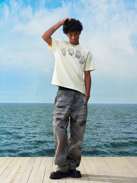 YADcrew Line Puzzle Logo Print Tee | Face 3 Face