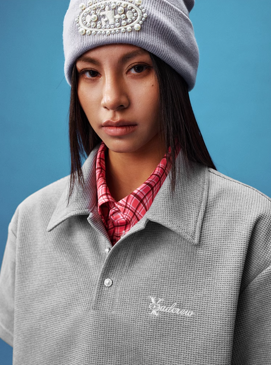 YADcrew Double Collar Layered Twisted Plaid Polo | Face 3 Face