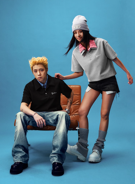 YADcrew Double Collar Layered Twisted Plaid Polo | Face 3 Face