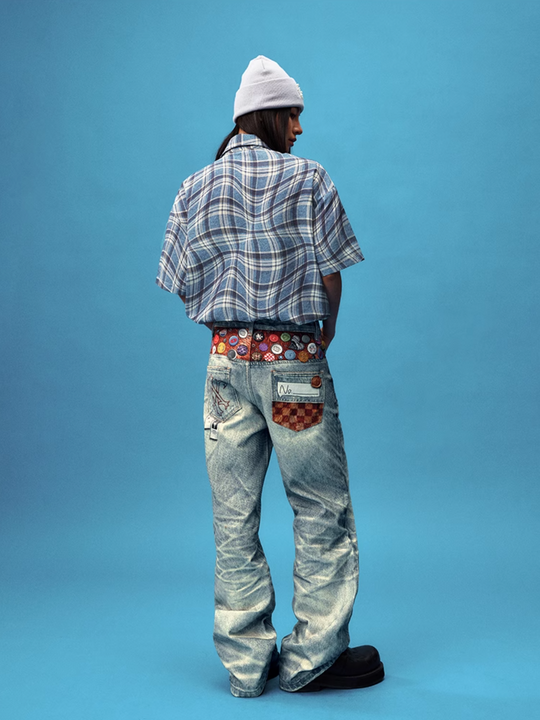 YADcrew Twisted Plaid Short Sleeve Shirt | Face 3 Face