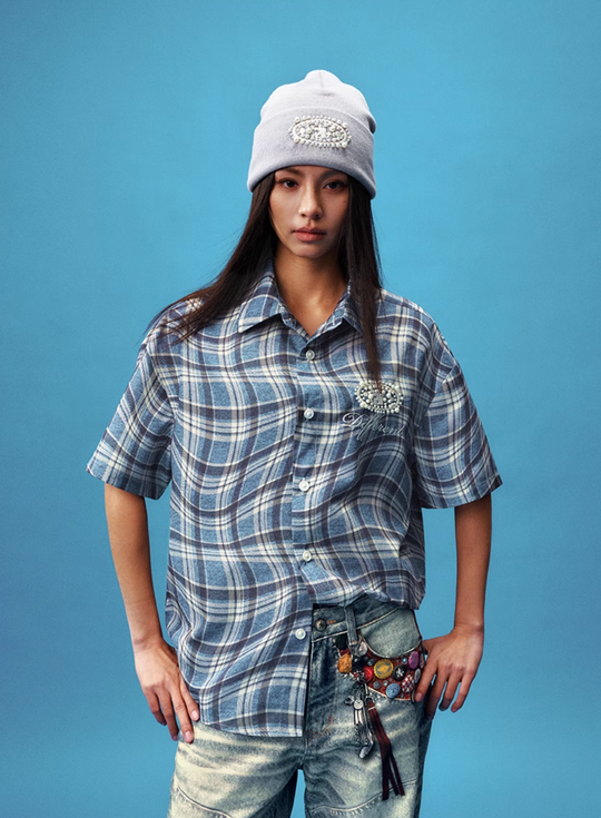 YADcrew Twisted Plaid Short Sleeve Shirt | Face 3 Face