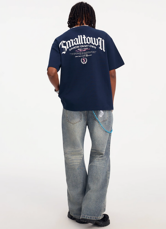 Small Town Kid Embroidered Logo Leather Label Tee | Face 3 Face