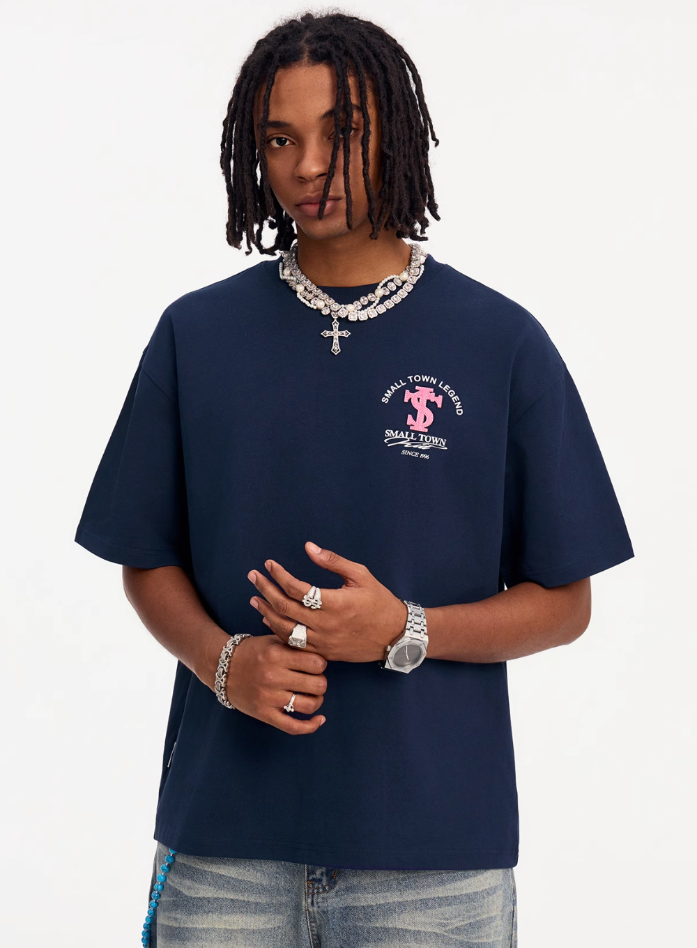 Small Town Kid Embroidered Logo Leather Label Tee | Face 3 Face