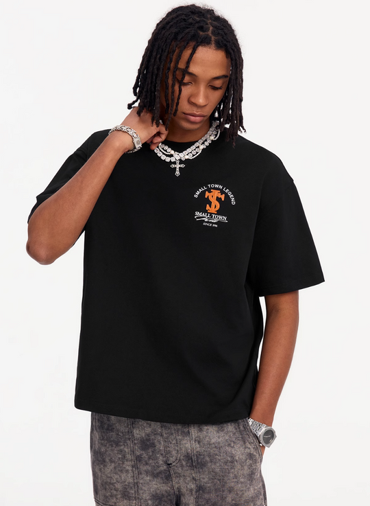 Small Town Kid Embroidered Logo Leather Label Tee | Face 3 Face