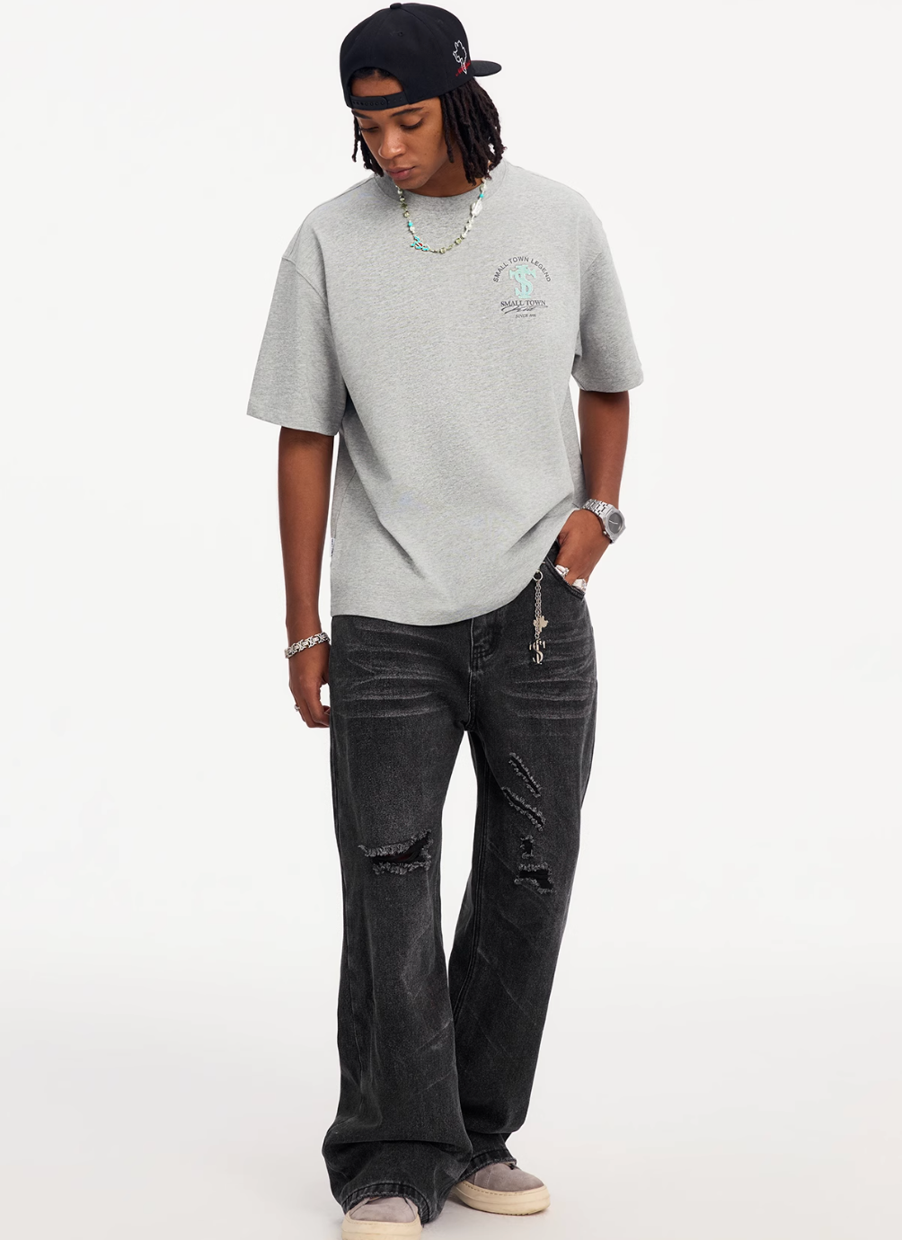 Small Town Kid Embroidered Logo Leather Label Tee | Face 3 Face