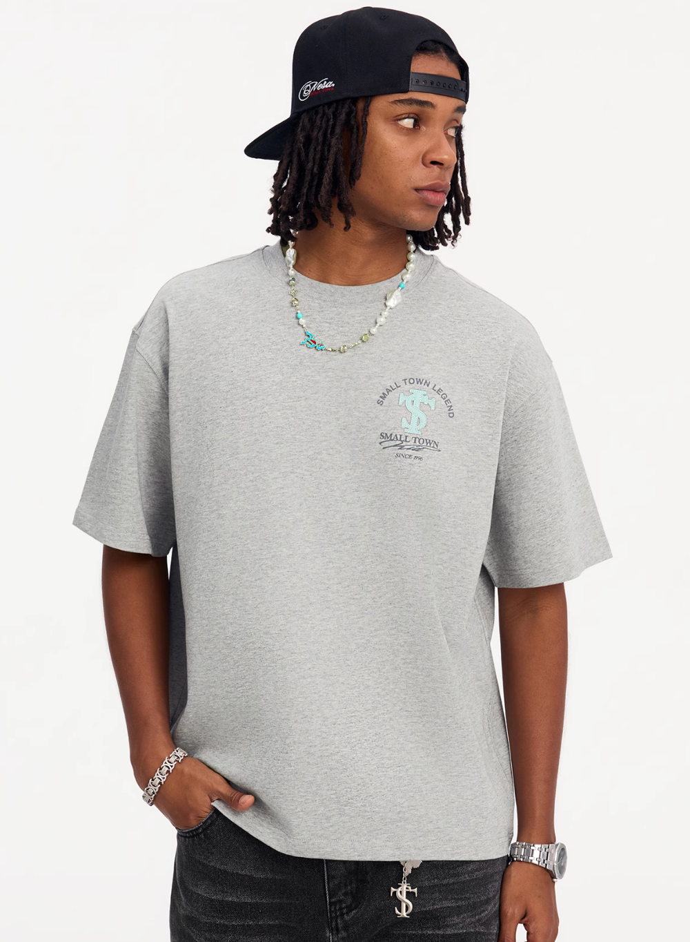 Small Town Kid Embroidered Logo Leather Label Tee | Face 3 Face