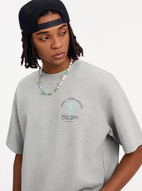 Small Town Kid Embroidered Logo Leather Label Tee | Face 3 Face