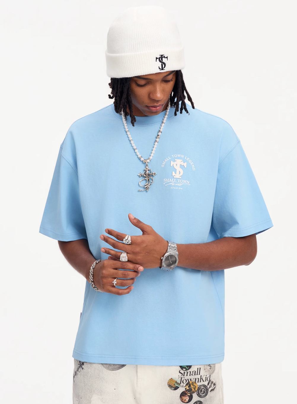 Small Town Kid Embroidered Logo Leather Label Tee | Face 3 Face