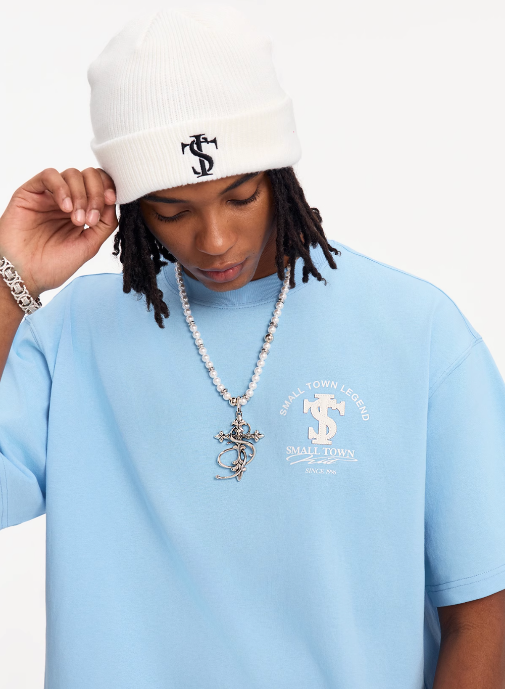 Small Town Kid Embroidered Logo Leather Label Tee | Face 3 Face