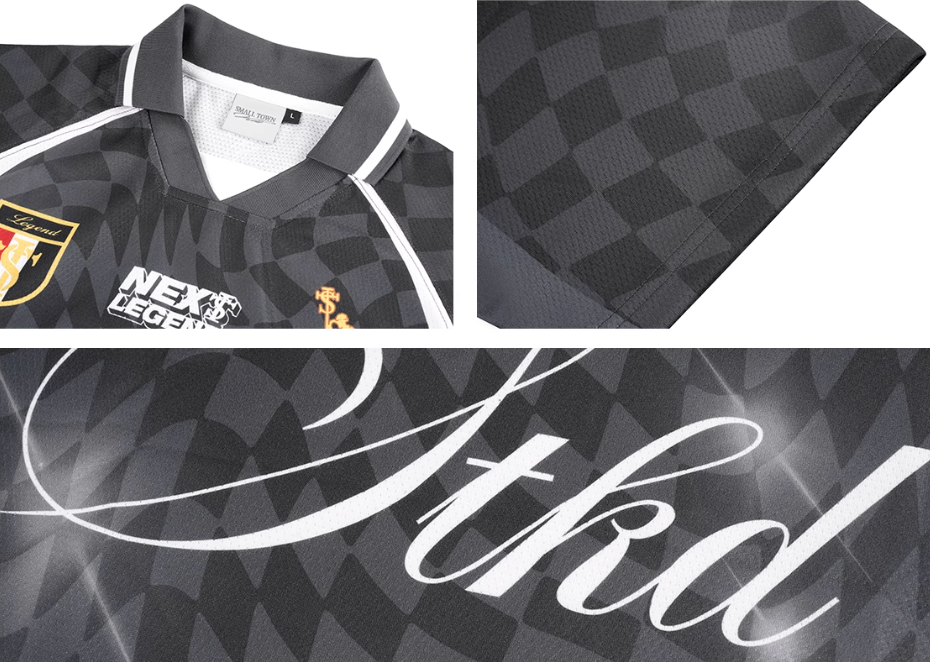 Small Town Kid Twisted Plaid Patchwork Polo Jersey | Face 3 Face